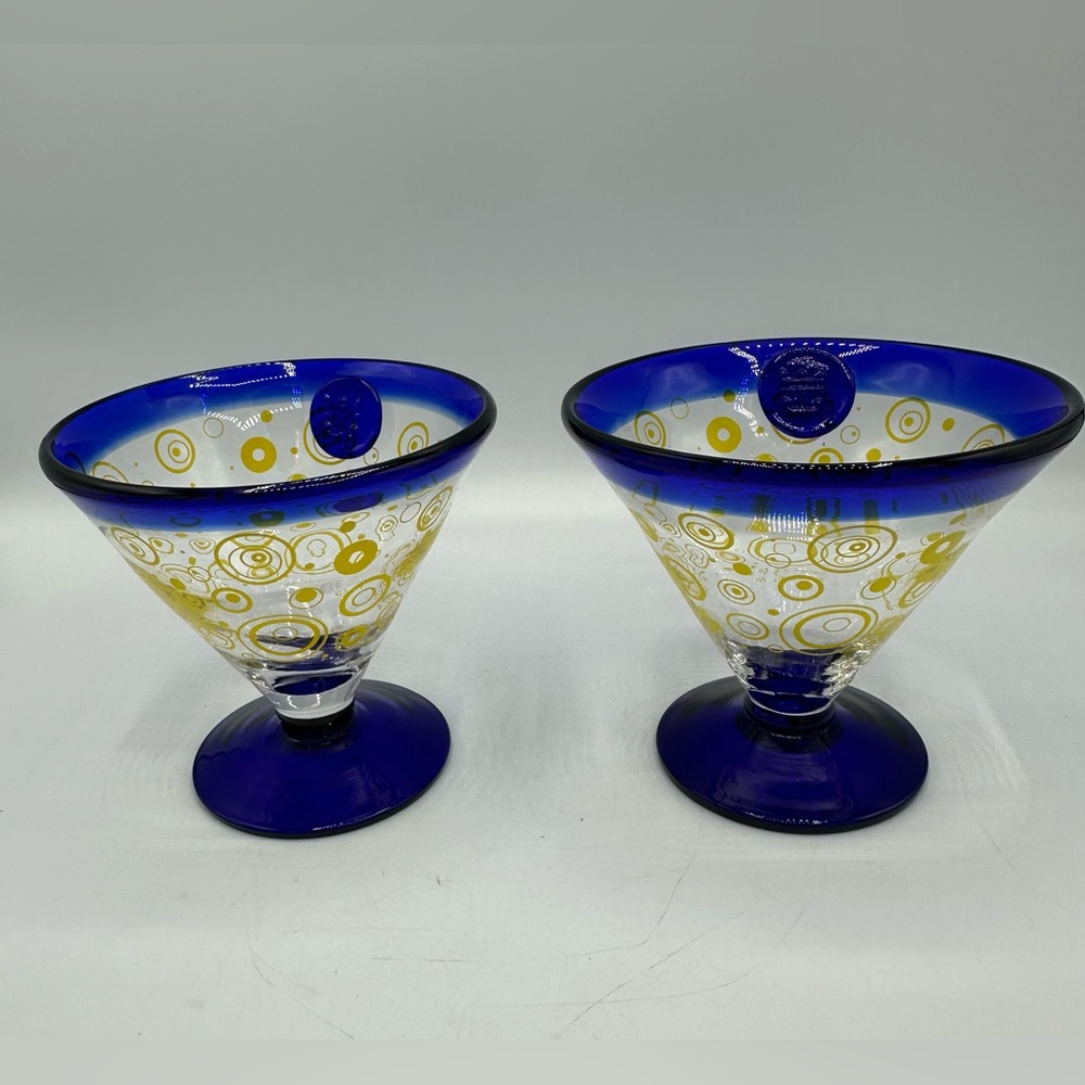 Royal Caribbean Cruise Martini Glass Yellow Circles Cobalt Blue 2009 GIL NY (2)